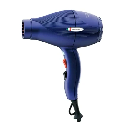 Imagen de GAMMAPIU&#039; Secador de Pelo Profesional E T.C. Light, 3 Temperaturas, Ligero, Silencioso, Generador Iones, 430 g, Rejilla Recubierta Turmalina, W 1800 2100 (Enchufe ITALIA, Azul opaco)