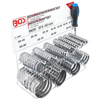 Imagen de BGS 8095 Surtido de abrazaderas manguera inoxidable en exhibidor 111 piezas