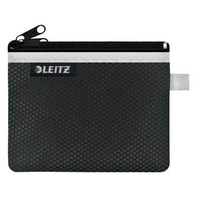 Imagen de Leitz WOW estuche de lápices con 2 Bolsillos, Cremallera Nailon, Lavable, Cartera Plástico óptimo, Pequeña (14x10,5 cm) Negro