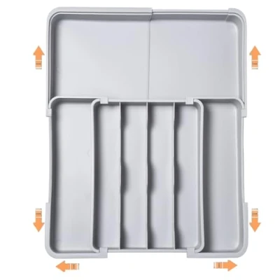 Imagen de ZHUIYIWIN Organizador de Cubiertos, Caja Organizadora para, Cubertos Para Cajon Cocina Extensible, Cubiertos Cajon, Gris X