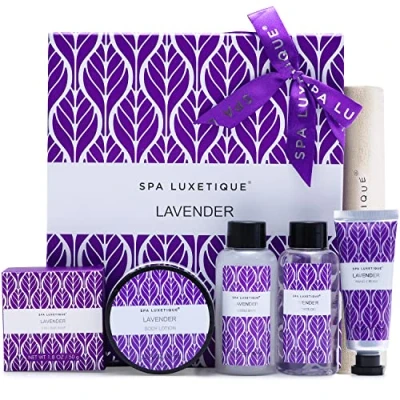 Imagen de Set de Regalo para Mujer Spa Luxetique a Lavanda, Caja Ella, Con Crema Manos, Loción Corporal, Baño Burbujas, Gel Ducha, Original