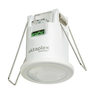 Imagen de Oktaplex Ron Set de 2 Detector Movimiento Empotrado en Techo Plano 360 / 8m Sensor PIRSensor Interior 3 Hilos 230V Apto LED