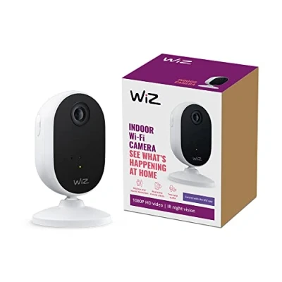Imagen de WiZ Cámara de Video vigilancia con Audio bidireccional, Campo visión 120, conéctala vía Wi Fi y Bluetooth, Incluye alimentador, Compatible Alexa Google Home IP20/Plástico/Blanco