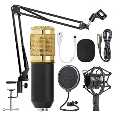 Imagen de micrófono BM 800 con soporte de condensador estudio, grabación vocal, karaoke para PC