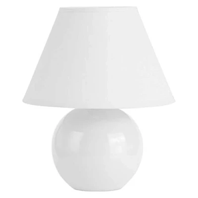 Imagen de Brilliant Lámpara de mesa Primo, blanca, Ø 19 cm, textil/cerámica