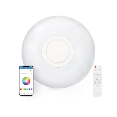 Imagen de Plafón LED Rainbow Ksix, Altavoz integrado, Conectada, Sigue el ritmo de la música, Modos luz RGB, 40cm, 30W, Blanco