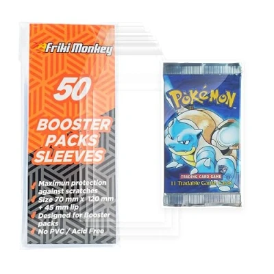 Imagen de Card Sleeves para Booster packs de pokemon, Fundas sobres, sobres tamaño 70 x 120mm, sobre cartas, funda Protector pack 50