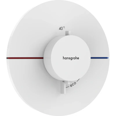 Imagen de hansgrohe ShowerSelect Comfort S, termostato empotrado , grifo con botón de seguridad (SafetyStop) a 40 C, redondo para ducha y bañera, mezclador 3 funciones, blanco mate