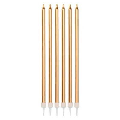 Imagen de Folat Set de velas bronce metalizado 15cm 16 piezas, color, happy birthday (66024)