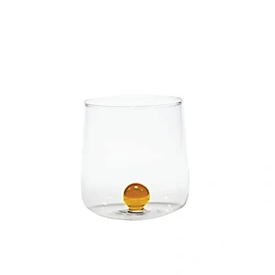Imagen de Zafferano Bilia Vaso Tumbler de Vidrio Transparente Hecho a Mano, Decorado con una Bola Color en el Interior, cl 44 h 90mm d 88mm, Juego 6 Piezas Amarillo