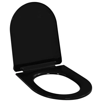 Imagen de vidaXL Tapa de Inodoro Cierre Suave y Desenganche Rápido Negra Baño Váter Estándar Accesorios Fontanería Ideal Hogar Restaurante Hotel Comercio