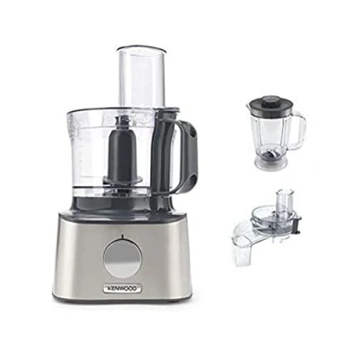Imagen de Kenwood Electrodomésticos Multipro Compact FDM304SS, Robot de cocina, potente recipiente trabajo 2,1 l, accesorio mezcla acrílico, cortador cubos, carcasa metal, 800 W, color plateado