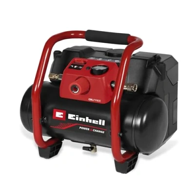Imagen de Einhell Compresor con batería TE AC 36/150 Li OF Solo Power X Change (36 V, máx. 8 bar, depósito de 6 l, potencia aspiración 150 l/min, manómetro, sin aceite, batería)