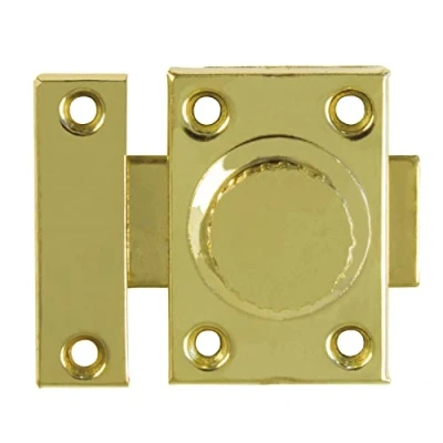 Imagen de Amig Pasador De Sobreponer para Puertas Mod.385 Pestillo Seguridad Horizontal Pequeño Acero con Acabado Latonado Medidas: 35 x 50 mm Incluye Tirafondos