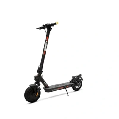 Imagen de Ducati Pro II EVO Patinete eléctrico con seguridad avanzada, flechas direccionales, plegable, doble freno, timbre electrónico, suspensión completa, motor de 350 W, ruedas 10 sin cámara aire