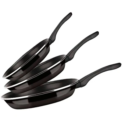 Imagen de Fagor Optimax Set Juego Sartenes Inducción 20 24 28 cm, Acero Esmaltado, Antiadherente Ecológico XYLAN sin PFOA, Alto Espesor, Apta para Todas Las Cocinas, Vitrocerámica, Gas, Lavavajillas, Negro
