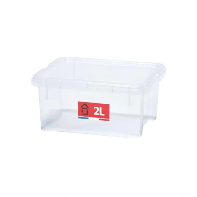 Imagen de Sundis View Box Caja de almacenamiento con tapa, 2 L, plástico transparente, apilable, ideal para cosméticos, joyas, bolígrafos y rotuladores, accesorios costura, perlas