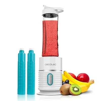 Imagen de Batidora de vaso Cecotec Power Titanium 500 EasyGo, Portátil, W, 2 Vasos 600 ml, Incluye tubos refrigeradores, Blanco