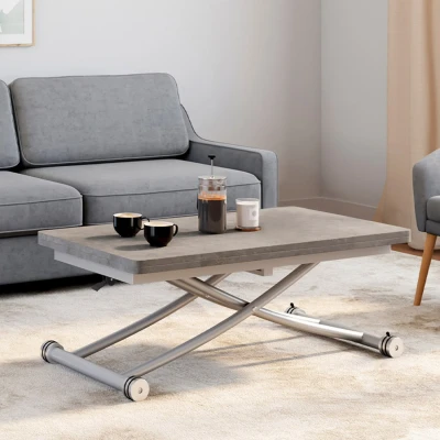 Imagen de mesa de centro URBANA con tablero efecto hormigón, plegable en comedor
