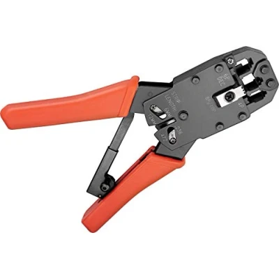 Imagen de Goobay 77267 Crimpadora Terminales Tenaza Alicates Prensa para prensar clavijas modulares RJ10, RJ11, RJ12, RJ45 incl. corta cables y pelacables