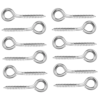 Imagen de BELLE VOUS Gancho de Ojo Acero Inoxidable (Pack 12) Ganchos para Colgar M6 8 cm Anclaje Pared Auto Taladrante Hamacas, Yoga Aéreo, Sillas Columpio Uso en Interiores/Exteriores