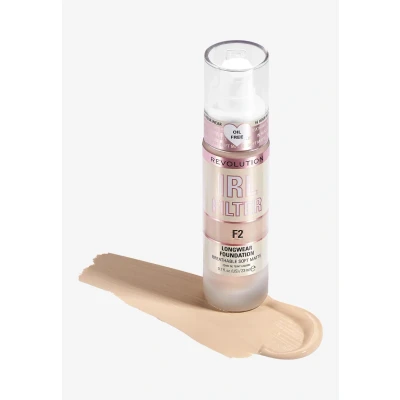Imagen de Makeup Revolution, IRL Filter, Fondotinta Longwear, Copertura da media a totale, Finitura opaca, Durata 16 ore, F2, Toni della pelle chiari medio chiari, 23ml