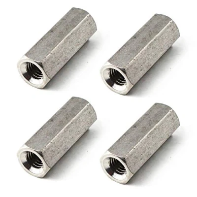 Imagen de tuerca de acoplamiento hexagonal larga M10 acero inoxidable 304, varilla redonda