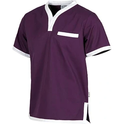 Imagen de Work Team Casaca Manga Corta con un Bolsillo y Vivos a Contraste. Hombre Morado+Blanco XL