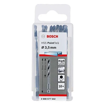 Imagen de Bosch Professional Set de 10 brocas vástago hexagonal PointTeQ, para metal, diámetro: 3.5 mm, ¼&quot;, accesorios taladro impacto y atornillador