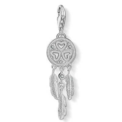 Imagen de Thomas Sabo Colgante con Motivos Inspirados en la Espiritualidad y Buena Fortuna, Abalorio de Atrapasueños Color Plateado