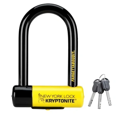 Imagen de Kryptonite (002178/997986) ANTIRROBO U NEW YORK FAHGETTABOUDIT MINI (83x153) AMARILLO Candado U, Adultos unisex, 9.3 cm 15.3cm