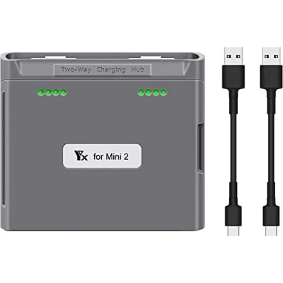 Imagen de YUNIQUE GREEN CLEAN POWER Cargador Compatible con dji Mavic Mini 2/Mini SE Hub de Carga Doble Vía USB C para Baterías Drones, Gris