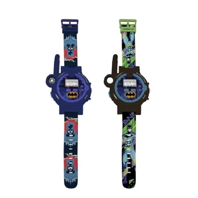 Imagen de Lexibook, Batman, Relojes Walkie Talkie, 2 Piezas, Alcance hasta 200m, Linterna, Brújula, Recargable, Negro/Verde y Azul/Rojo, DMWTW1BAT