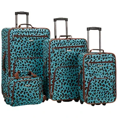 Imagen de Rockland Juego de Equipaje 4 Piezas, Talla única, Leopardo Azul, Vertical Jungle Softside