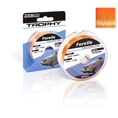 Imagen de Zebco Trophy Forelle Sedal de Pesca monofilamento, Accesorio para Trucha, Naranja Flúor, 0,18mm / 2,9Kg