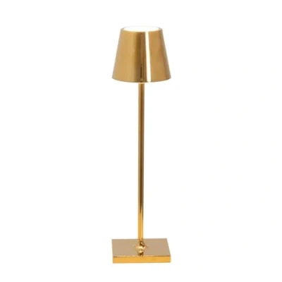 Imagen de Zafferano, Lámpara Poldina Micro con Acabado en Oro Brillante, de Mesa Recargable e Inalámbrica Control Táctil, Adecuada como Interior, Atenuador, 2200 3000 K, Altura 27,5 cm