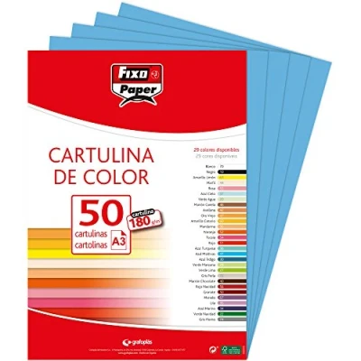 Imagen de Fixo Paper 11120331 Paquete de cartulinas A3 50 unidades cartulina azul claro, 180g
