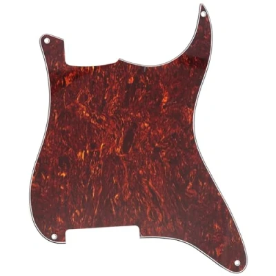 Imagen de Musiclily 4 Agujeros Pickguard Golpeador Sin Fresados y potenciómetros para Guitarra ST Style,4 capas Red Tortoise