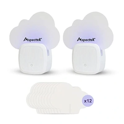 Imagen de Aspectek Sticky Fly Insect Trap for Indoor, Plug in Blue Light Bug Trap, Odorless, Noiseless, Chemicaless, with 12 Packs of Glue Pads, White (2 Pack)