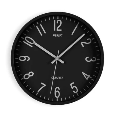 Imagen de Versa Raven Reloj de Pared Nuevo Mecanismo y Calidad Mejorada silencioso Decorativo, para Cocina, Salón o Comedor Fácil Leer, Medidas (Al x L An) 30 4,3 cm, Polipropileno, Color Negro