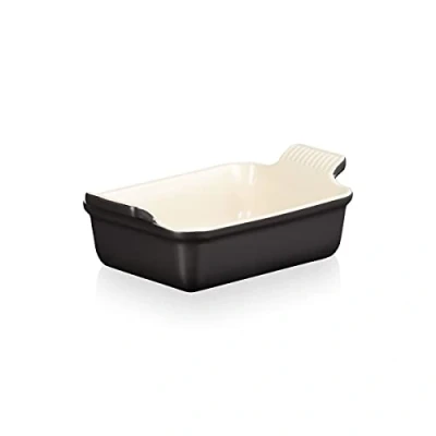 Imagen de Le Creuset Bandeja rectangular Heritage de cerámica gres, 19 cm, 1.1 L, Negro Mate, 71102190000001