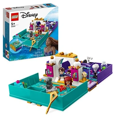 Imagen de LEGO 43213 Disney Princess la Sirenita Libro de Cuentos Juguete construible, Micro Muñecos Ariel, Eric, Úrsula y Sebastián, Parque infantil película 2023 para niños niñas 5 años o más