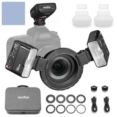 Imagen de GODOX MF12 DK1 Juego de Flash Macro, 2 Luces + Disparador Xproii S Compatible con Modo 2.4G TTL/M Sony A7IV/A7V/A7RIV/A7SII/A9/A9II para Dental, fotografía Macro