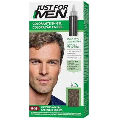 Imagen de Just For Men Colorante en Gel, Tinte Pelo Hombre, Cubre Solo Las Canas, Restaurando El Color Original Para Una Apariencia Natural, Moreno, H35