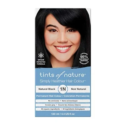 Imagen de Tints of Nature 1N Negro natural, Tinte permanente de cabello, apto para veganos, 95% sin amoníaco, parabenos ni propilenglicol, 1 paquete
