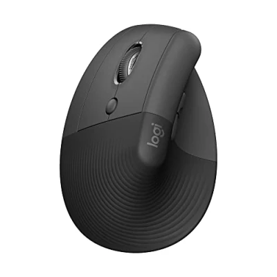 Imagen de Ratón inalámbrico Logitech Lift Vertical, Ergonómico, Mano izquierda, 4000 ppp, Botones personalizables, Multidispositivo, Windows Mac, USB, Negro