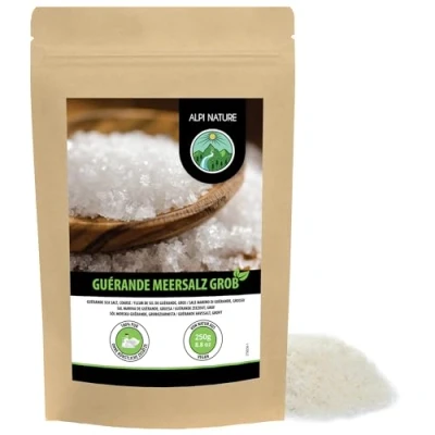 Imagen de Fleur de Sel Guérande (250 g), sal marina Bretaña, calidad, gourmet Francia, 100% natural y sin aditivos