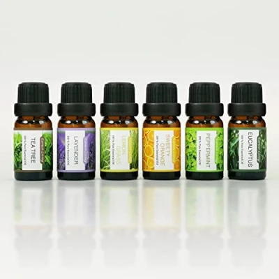 Imagen de Earnest Living Juego de aceite árbol té, menta, esencial lavanda para difusores difusor el hogar, aceites esenciales eucalipto