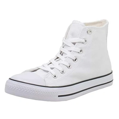 Imagen de Fitters Footwear That Fits Damas Zapato de Lona Canvas Tela Lino con Suela Goma Vulcanizada (38 EU, Blanco)