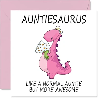 Imagen de Stuff4 Tarjetas de cumpleaños para tía Tarjeta sobrina o sobrino, feliz cumpleaños, regalo dinosaurio, 145 mm x